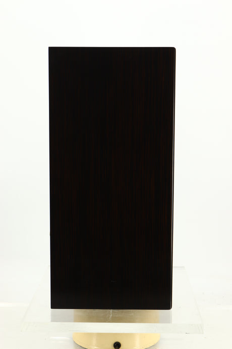 Side view of a used Harbeth Super HL5 Plus Standmount Speakers in Tiger Ebony finish 