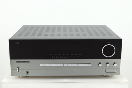 Front view of a used Harman Kardon 3380 Receiver in a silver finish