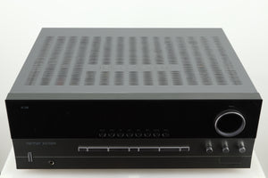 Top of a used Harman Kardon 3380 Receiver in a silver finish