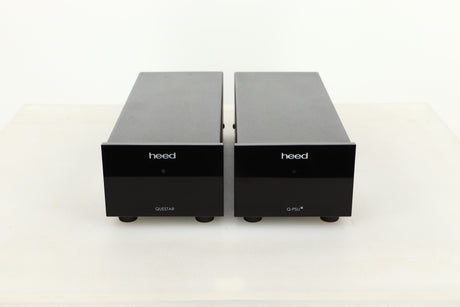 Front view of a used Heed Questar MM Phonostage with Q-PSU III Power Supply