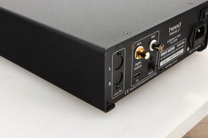 Rear left corner view of a used Heed Thesis Delta CD Transport in Black finish