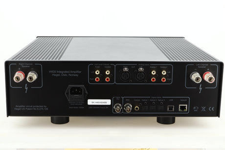 Rear view of a used Hegel H400 Streaming Amplifier in Black finish 