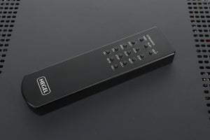 Close up view of a remote of a used Hegel H400 Streaming Amplifier in Black finish 