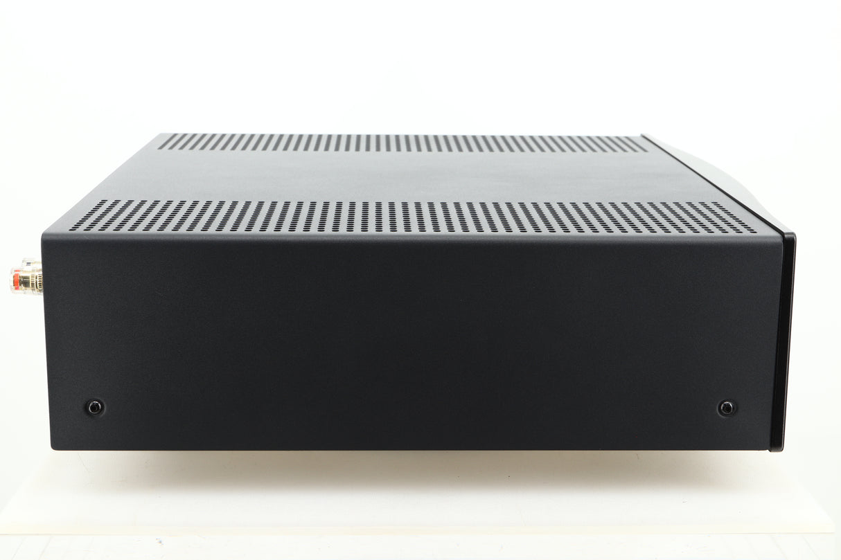 Side view of a used Hegel H400 Streaming Amplifier in Black finish 