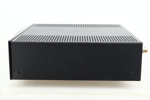 Side view of a used Hegel H400 Streaming Amplifier in Black finish 