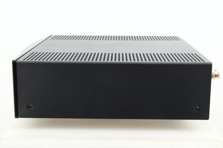 Side view of a used Hegel H400 Streaming Amplifier in Black finish 