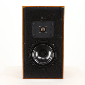 Front view of a used Heybrook HP2 Standmount Speaker in a teak finish