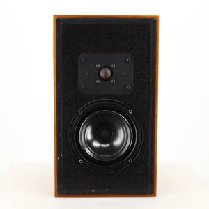 Front view of a used Heybrook HP2 Standmount Speaker in a teak finish