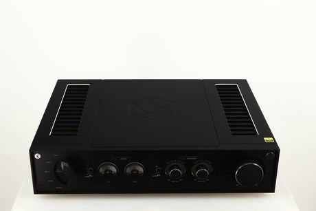 Top of a used HiFi ROSE RA280 Integrated Amplifier in a black finish