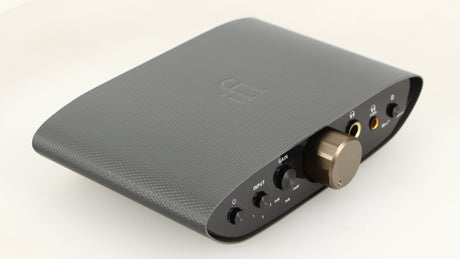 Front left corner of a used iFi Audio Zen Air Can Headphone Amplifier
