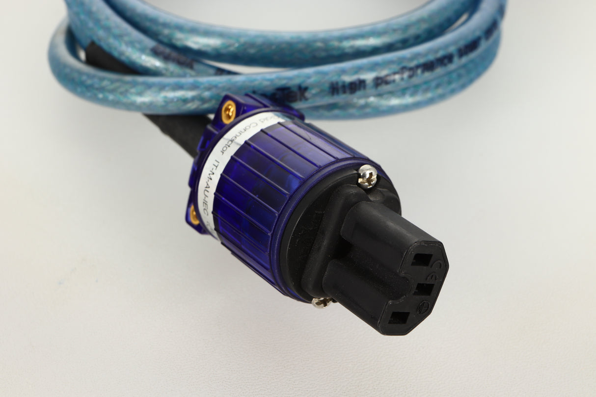 Close up view of a used Isotek Elite High Performance Power Cord 1.5m