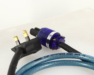 Close up of a used Isotek Elite High Performance Power Cord 1.5m showing plug and connector