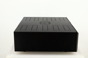 Left side view of a used Isotek Nova Mains Conditioner in a black finish