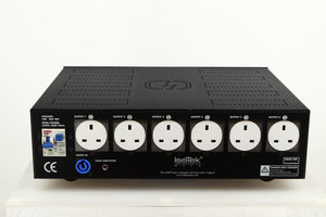 Rear view of a used Isotek Nova Mains Conditioner in a black finish showing Mains Input