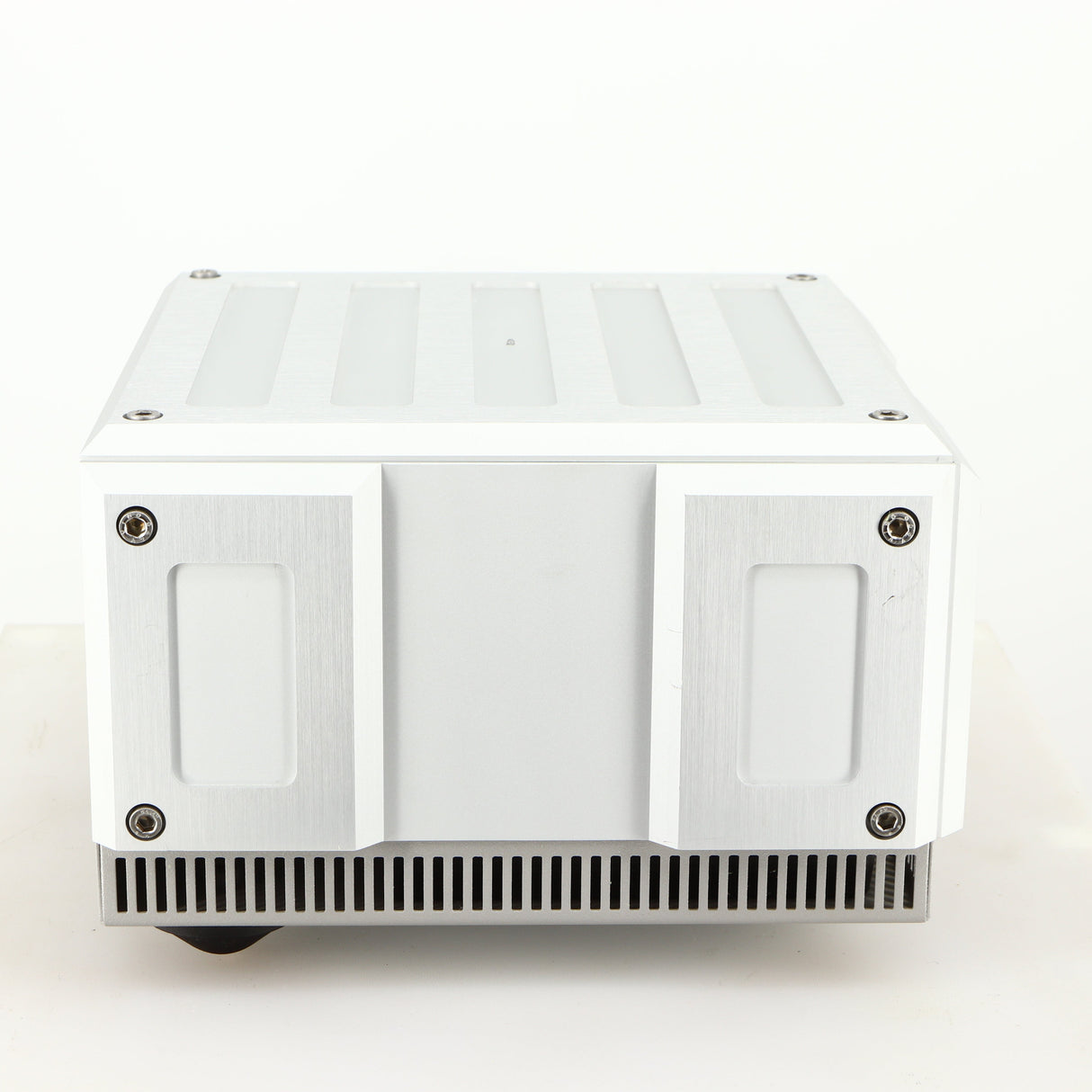 Left side view of a used Isotek Titan Mains Conditioner in a silver finish