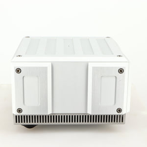 Left side view of a used Isotek Titan Mains Conditioner in a silver finish