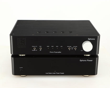 Front view of a used Keces Sphono Phonostage in a black finish