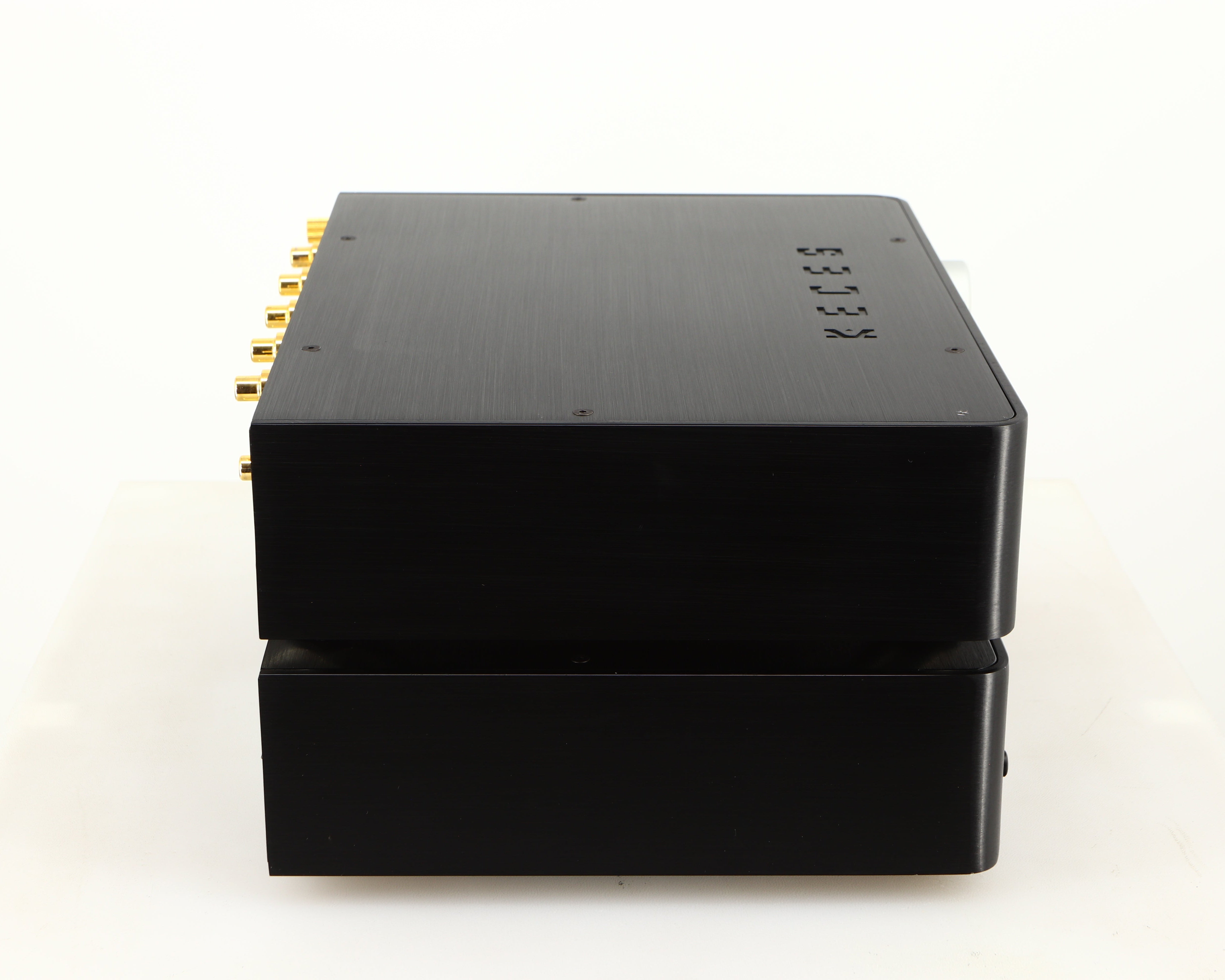 Left side view of a used Keces Sphono Phonostage in a black finish