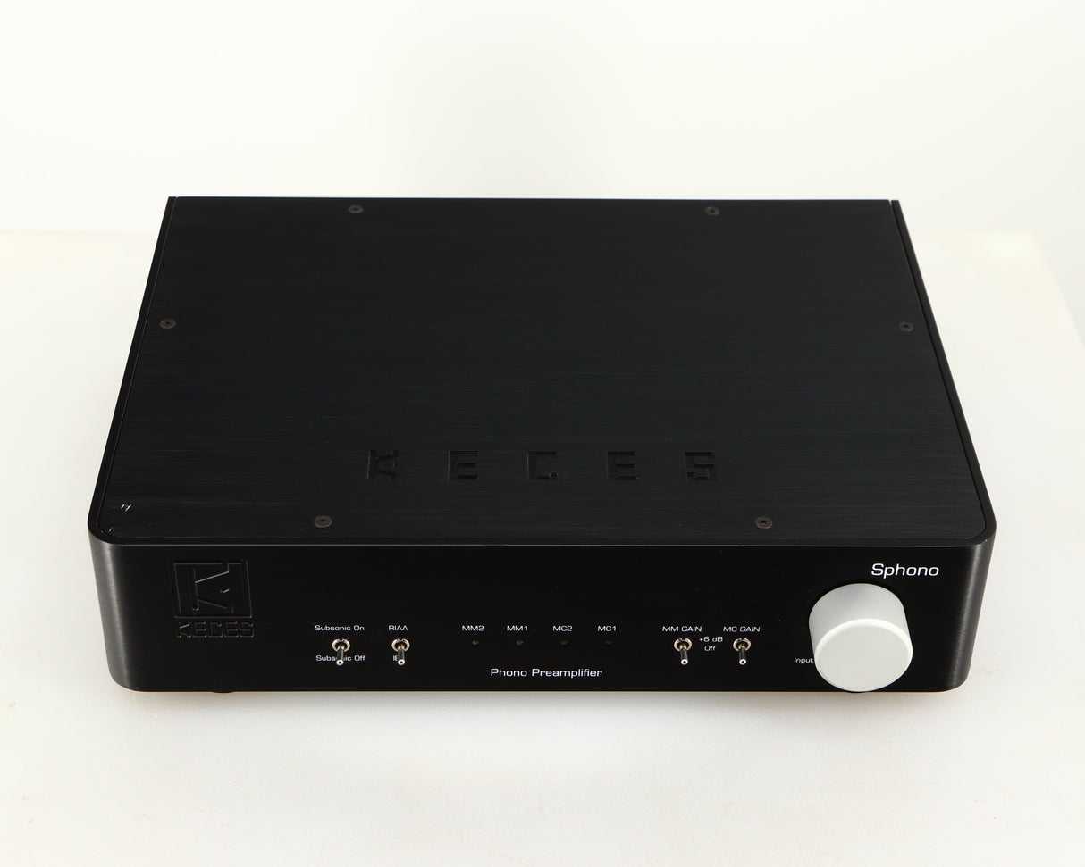 Top of a used Keces Sphono Phonostage in a black finish