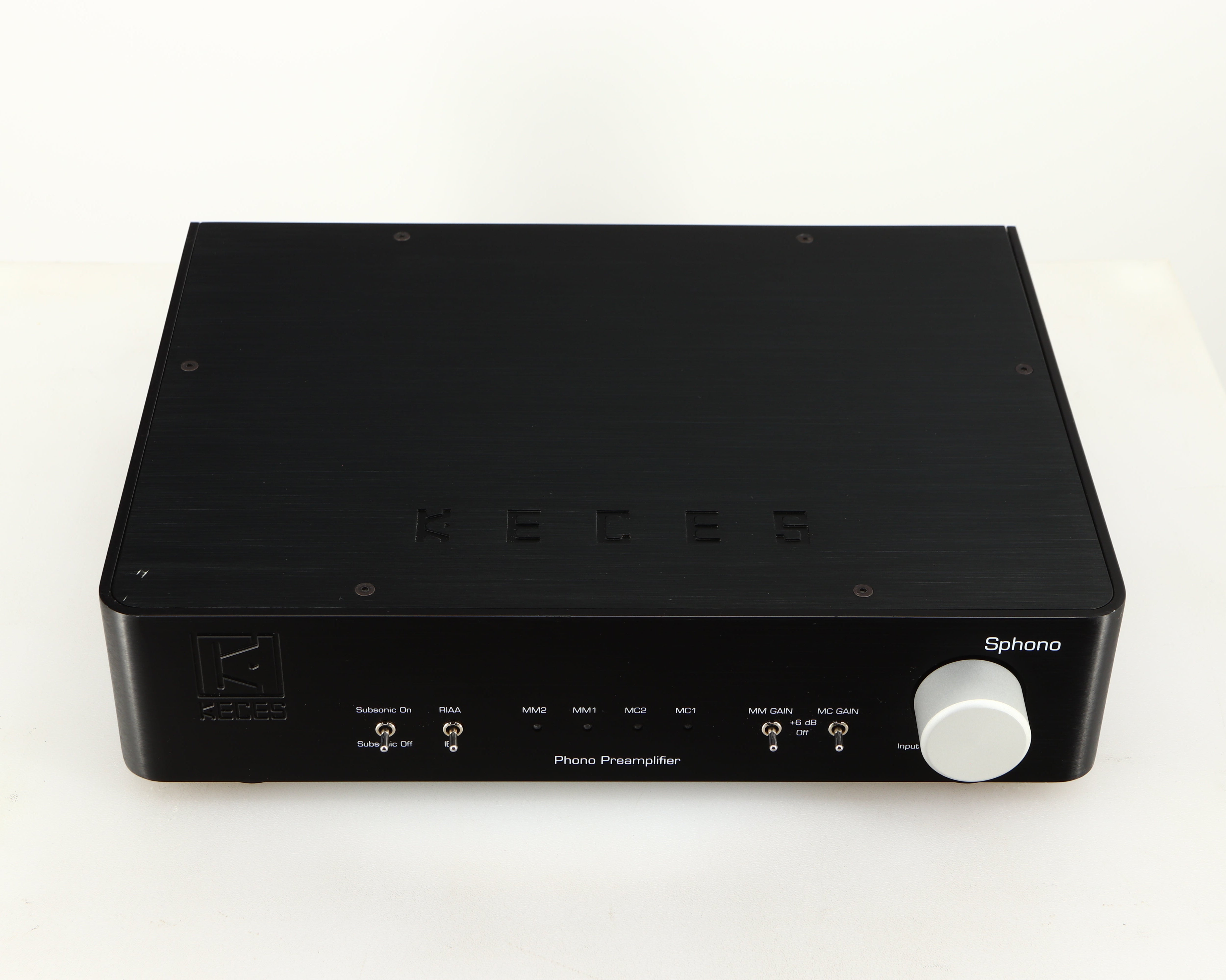 Top of a used Keces Sphono Phonostage in a black finish