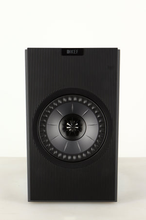 Front view of a used KEF Coda W Active Standmount Speaker in Dark Titanium finish
