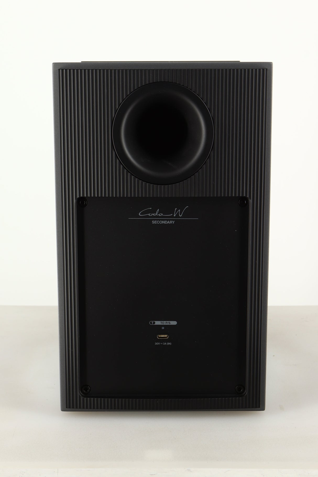 Rear view of a used KEF Coda W Active Standmount Speaker in Dark Titanium finish