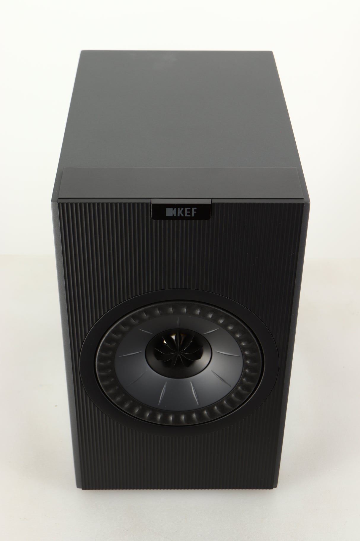 Top view of a used KEF Coda W Active Standmount Speaker in Dark Titanium finish