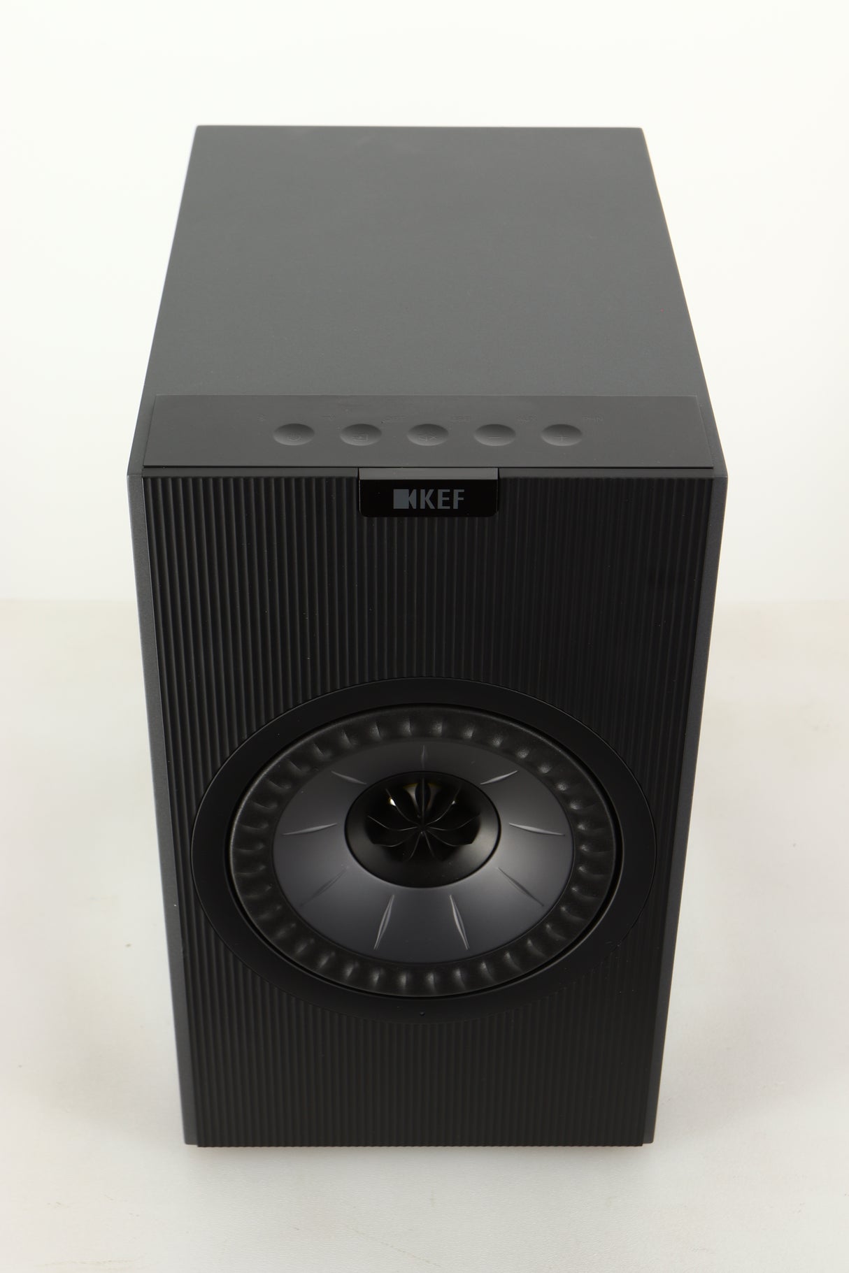 Top view of a used KEF Coda W Active Standmount Speaker in Dark Titanium finish