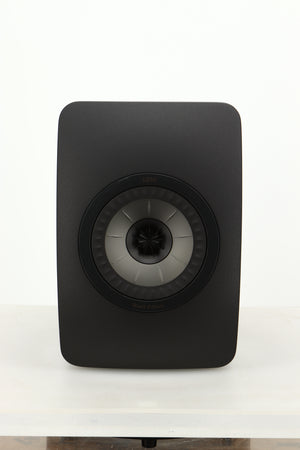 Front view of a used KEF LS50 Black Edition Standmount Speaker
