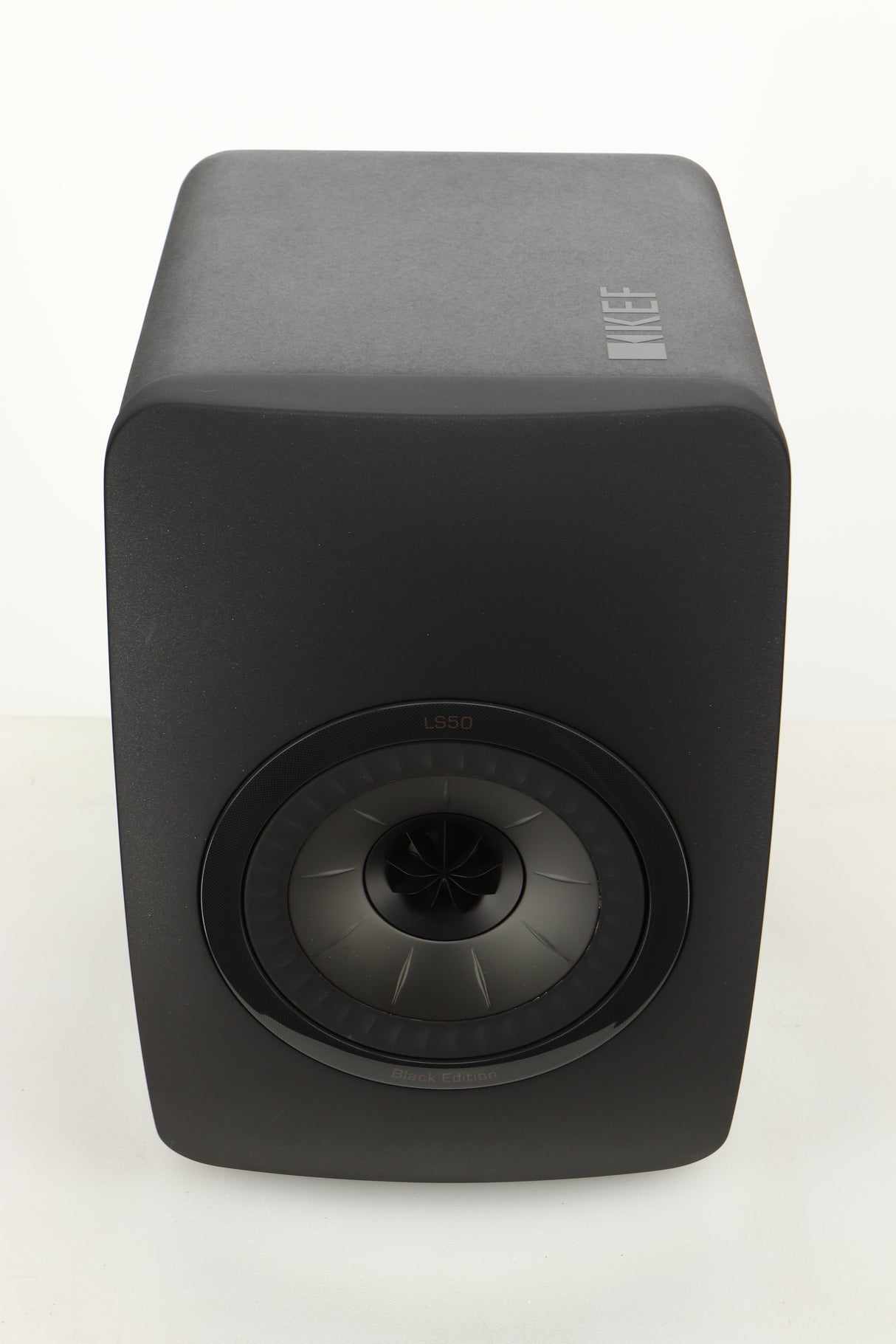 Top view of a used KEF LS50 Black Edition Standmount Speaker