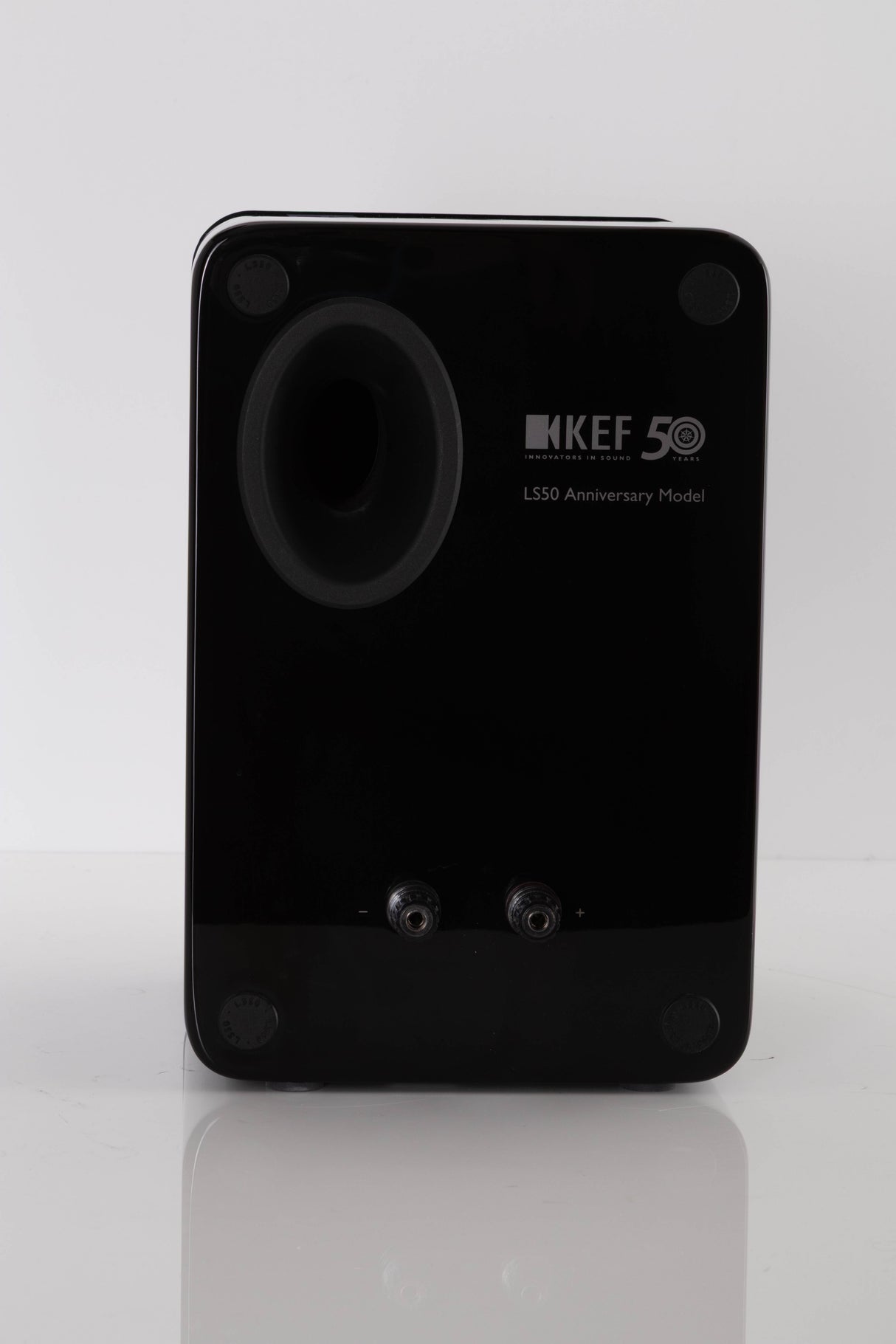 Rear view of a used KEF LS50 Standmount Speaker in Gloss Black