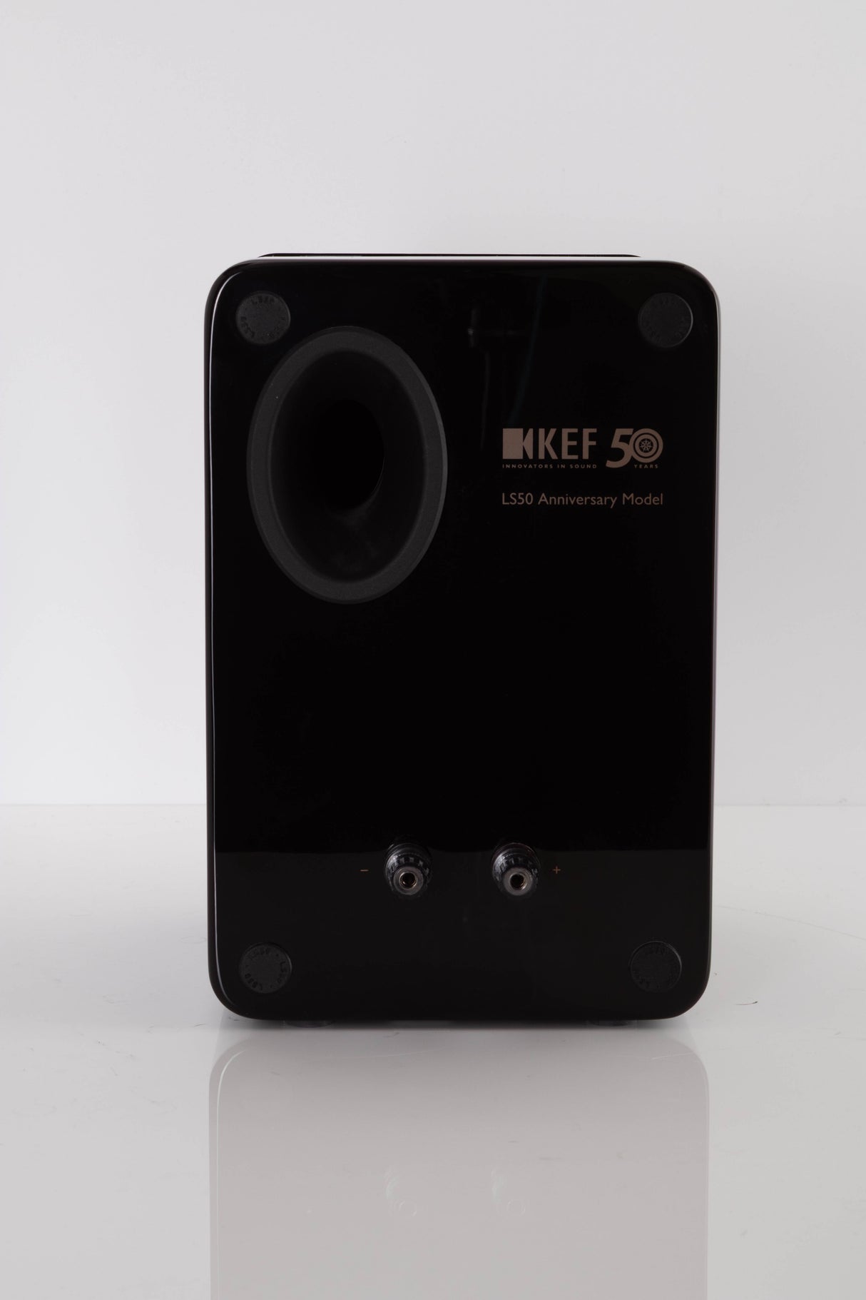 Rear view of a used KEF LS50 Standmount Speaker in Gloss Black