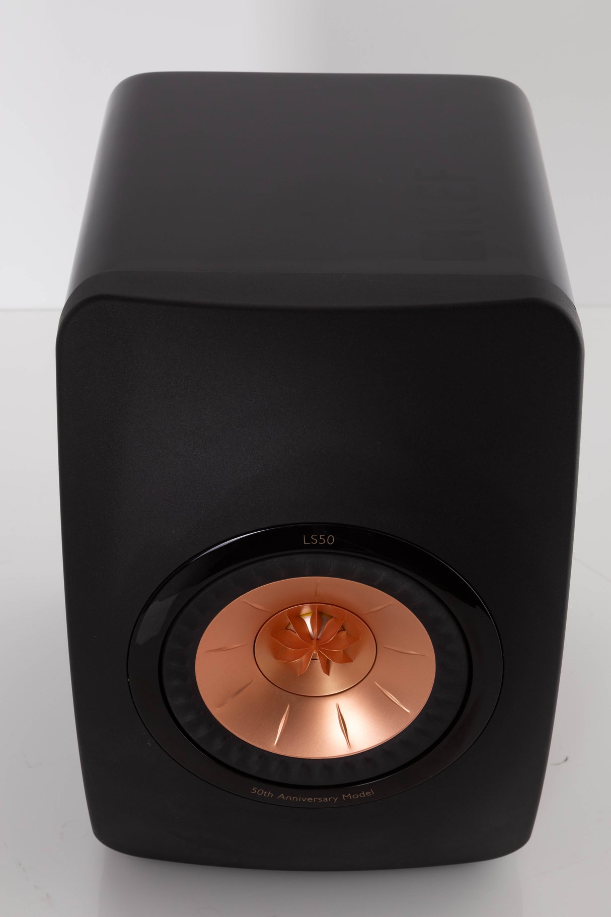 Top view of a used KEF LS50 Standmount Speaker in Gloss Black