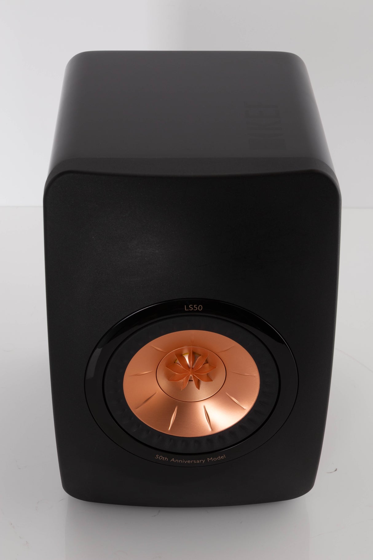 Top view of a used KEF LS50 Standmount Speaker in Gloss Black