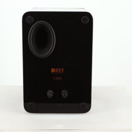 Rear view of a used KEF LS50 Standmount Speaker in a black gloss finish