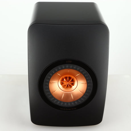 Top view of a used KEF LS50 Standmount Speaker in a black gloss finish