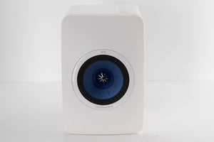 Front view of a used KEF LS50 Standmount Speaker in a White finish