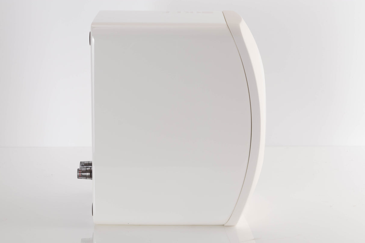 Left side view of a used KEF LS50 Standmount Speaker in a White finish