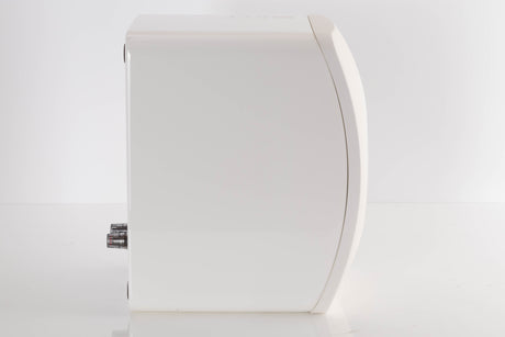 Left side view of a used KEF LS50 Standmount Speaker in a White finish