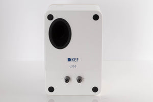 Rear view of a used KEF LS50 Standmount Speaker in a White finish