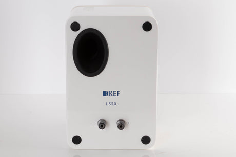 Rear view of a used KEF LS50 Standmount Speaker in a White finish