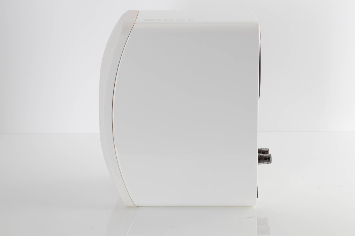 Right side view of a used KEF LS50 Standmount Speaker in a White finish