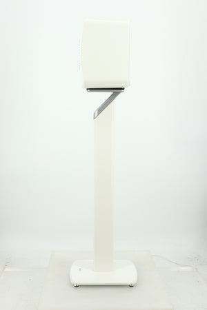Right side view of a used KEF LSX Standmount Speaker W/ Stand in a white finish