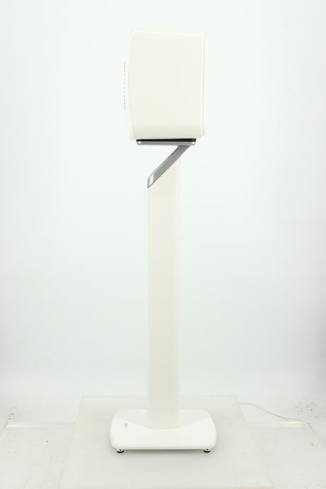 Right side view of a used KEF LSX Standmount Speaker W/ Stand in a white finish