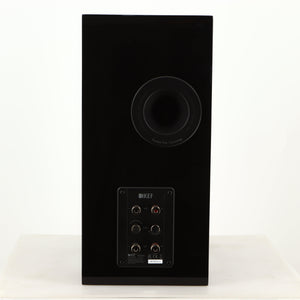 Rear view of a used KEF R3 Meta Standmount Speaker in a black gloss finish