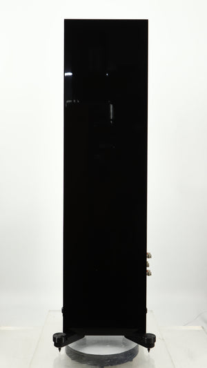Right side view of a used KEF R500 Floorstanding Speaker in a gloss black finish