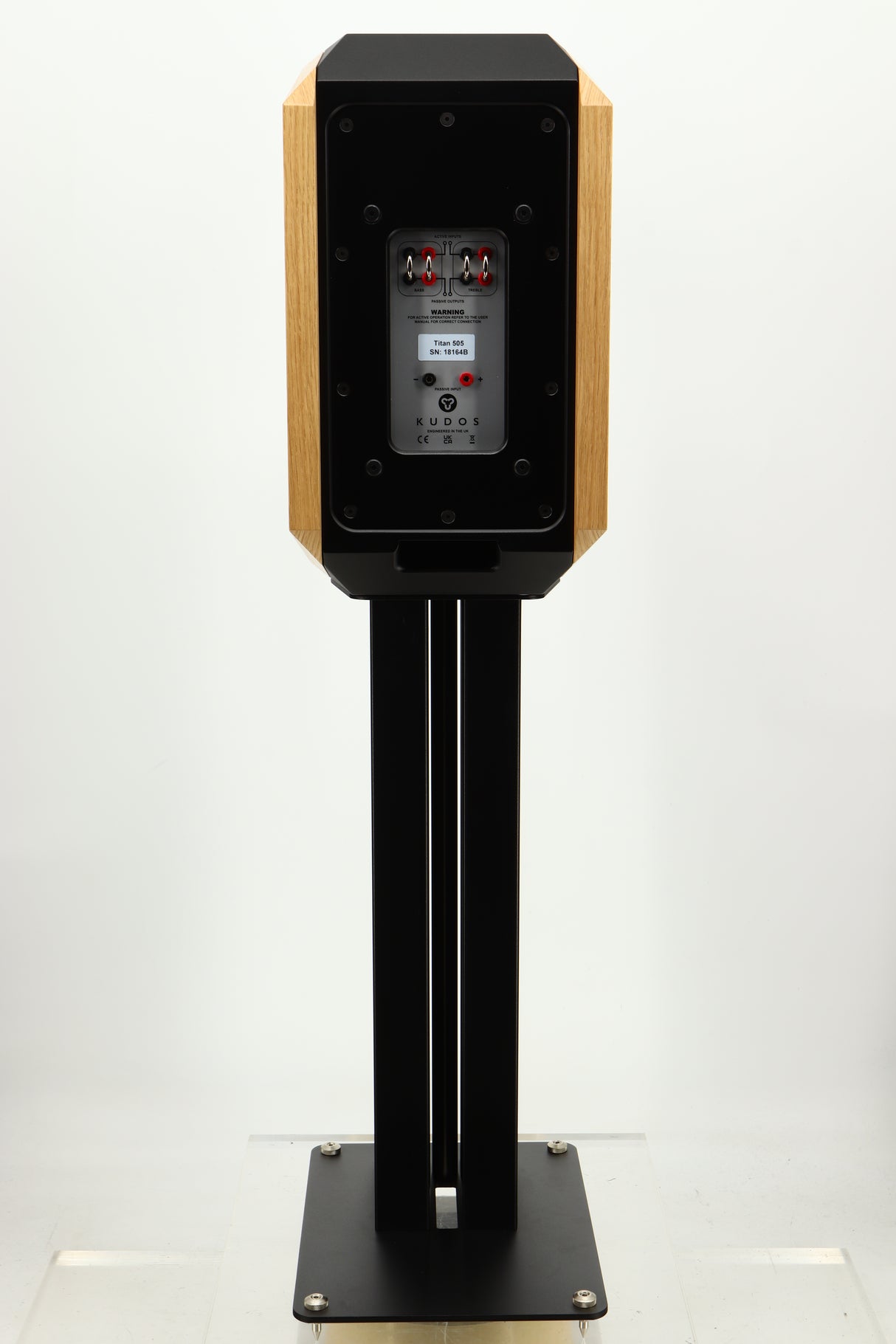 Rear view of a used Kudos Titan 505 Standmount Speaker in Oak finish