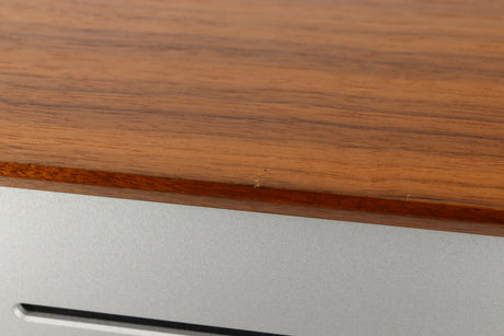 Close up view of a used Leak CDT CD Transport in Walnut finish