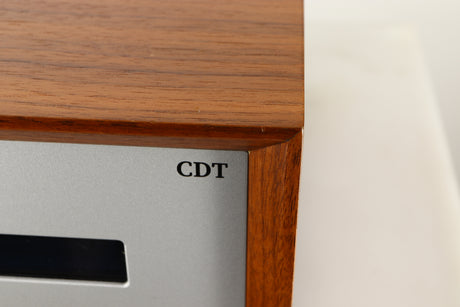 Close up view of a used Leak CDT CD Transport in Walnut finish