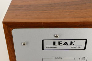 Close up view of a used Leak CDT CD Transport in Walnut finish
